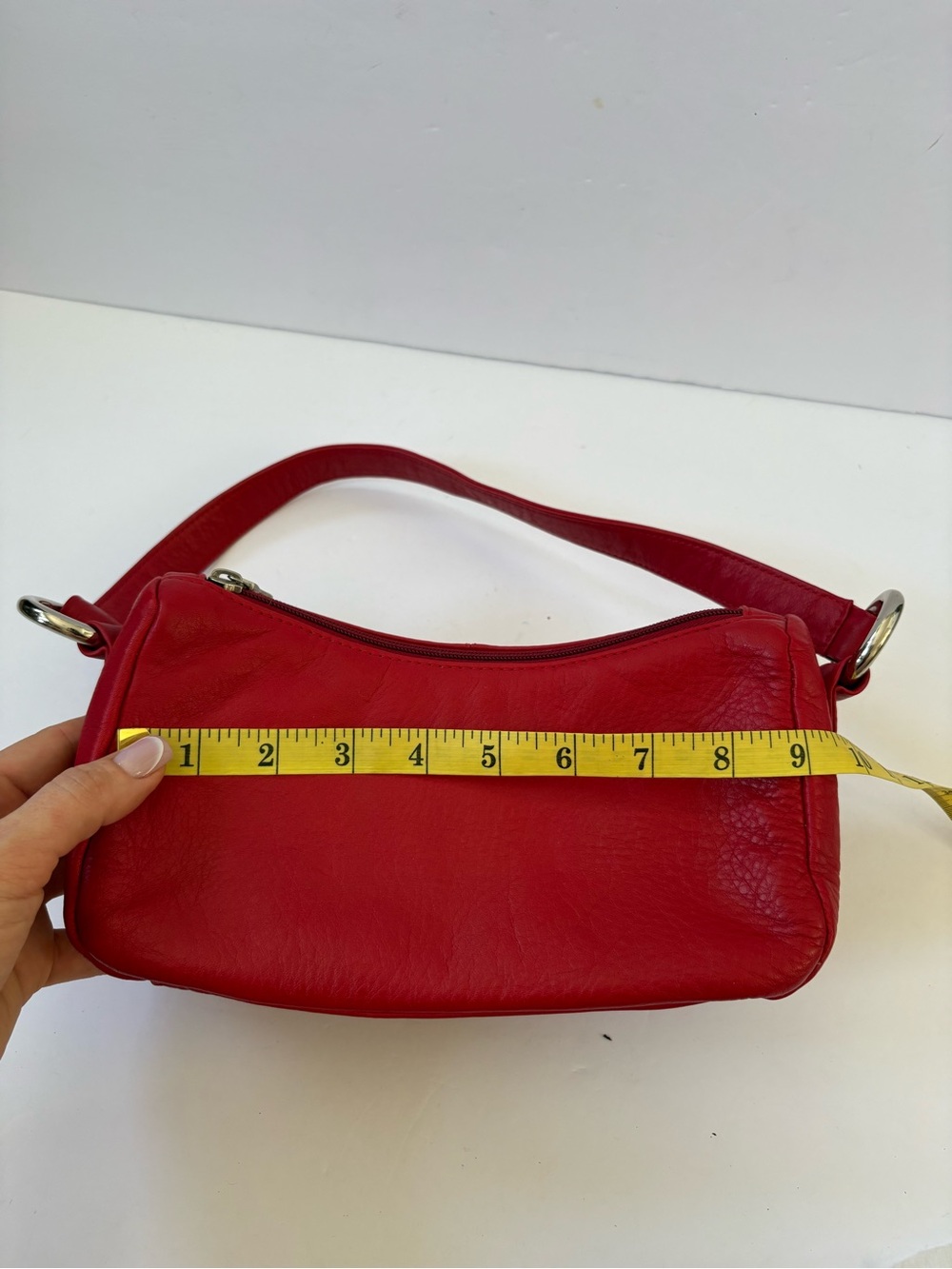 VNTG Wilsons Leather Red Crescent Baguette Shoulder Bag Purse Baddie Academia - Picture 7 of 9
